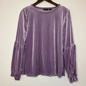 Medium Halogen Lavender Velvet Long Sleeve Puff Sleeve Top Cottagecore Fairycore